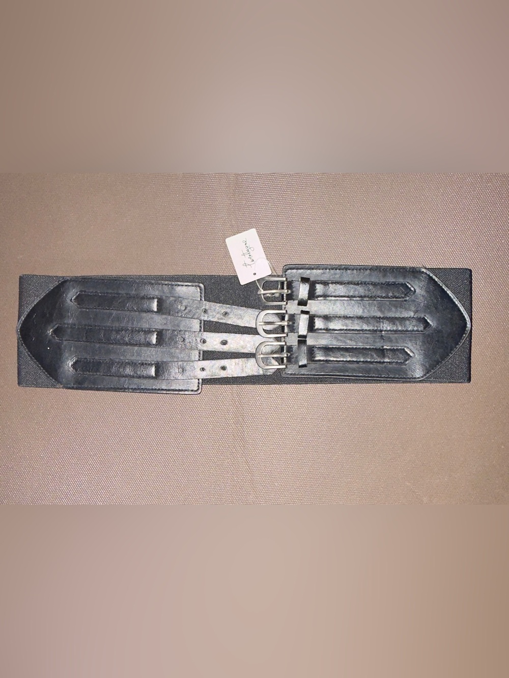 Francesca's Collections Black Wide Triple-Strap Waist Belt